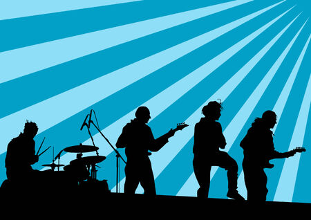  drawing musical group in concert on stageのイラスト素材