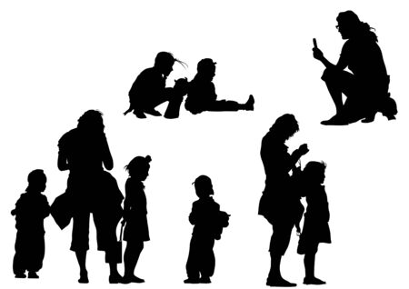 image of people photographers women and famely modelのイラスト素材