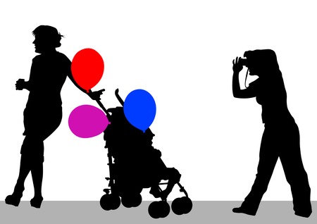 image of people photographers women and famely modelのイラスト素材