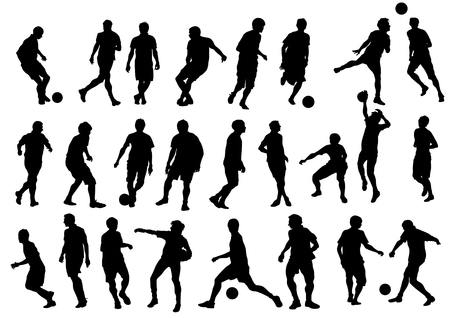 Vector drawing sports football team. Silhouettes on white backgroundのイラスト素材
