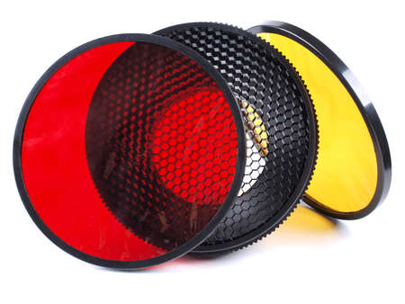 Photo color filters for lighting equipment on white background       の写真素材