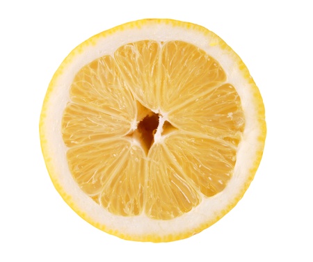 Color photo of a yellow lemon on a white background       の写真素材