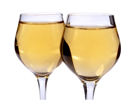 Color photo of a glass of wine glasses on mirror surface   の写真素材