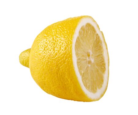 Color photo of a yellow lemon on a white background       の写真素材