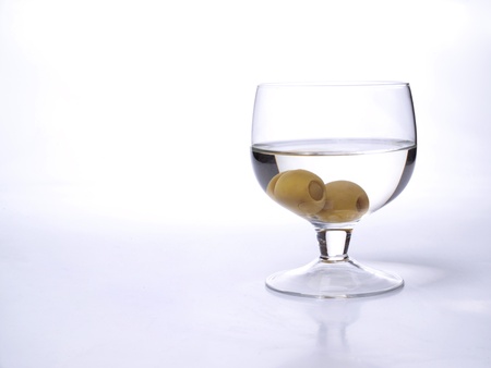 Color photo of green olives in a glass     の写真素材