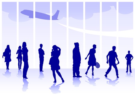 Vector drawing silhouette crowds man and womenのイラスト素材