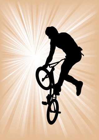 Vector drawing silhouette of a cyclist boy. Silhouette of peopleのイラスト素材