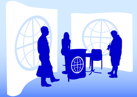 Vector image of tourist agencies and visitorsのイラスト素材