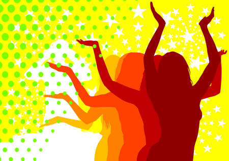 Vector image of young people. Dancing in nightclubのイラスト素材