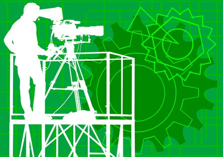 image television camera operator with a green backgroundのイラスト素材