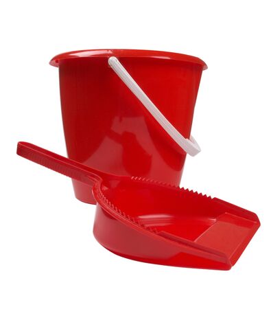Color photograph of tools for cleaning on a white background   の写真素材