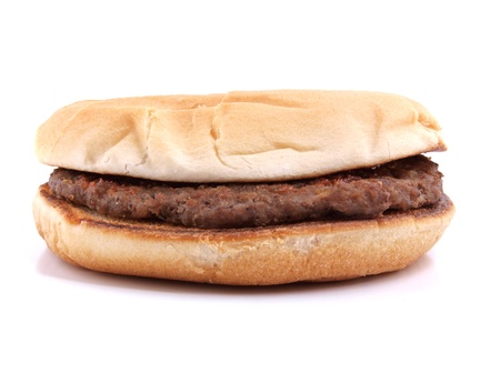 Color photograph of a large hamburger on a white background  の写真素材