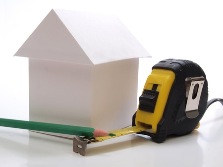 a model home and measuring instruments      の写真素材