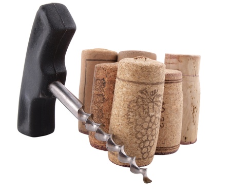 bottle corks and old corkscrew      の写真素材