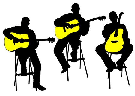 Vector drawing of a man with an acoustic guitarのイラスト素材