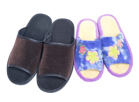 Color photo of slippers on a white background      の写真素材