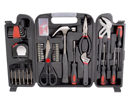 a suitcase with work tools       の写真素材