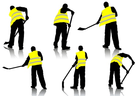 Vector figure construction worker with a shovelのイラスト素材
