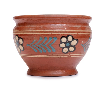 Color photo of an old ceramic potの写真素材