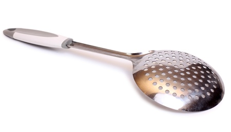 Color photo of an old metal sieveの写真素材