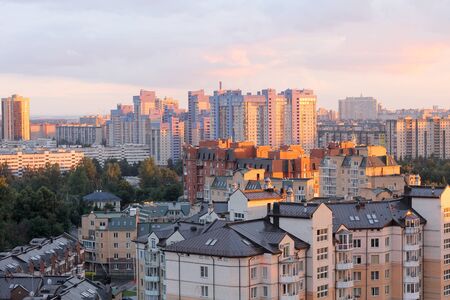 Color photograph of industrial buildings cityの写真素材