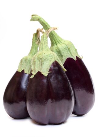 Color photo of eggplant on a white backgroundの写真素材
