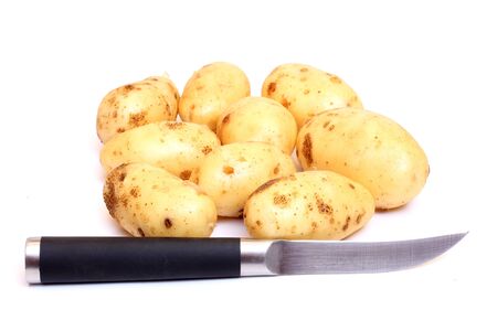 Color photograph of raw potatosの写真素材