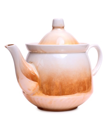 Color photo of a ceramics teapot on a white backgroundの写真素材