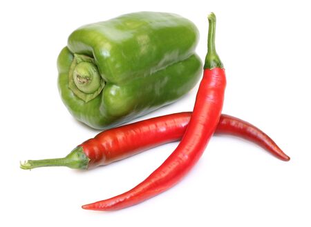 Color photo of red and green peppersの写真素材