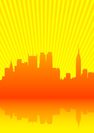 Vector image of city by seaのイラスト素材