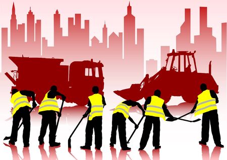 image of construction of tractor and workingのイラスト素材