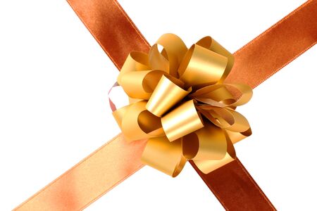 Color photo of a bow on ribbonの写真素材