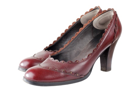 Color photo of female leather shoesの写真素材