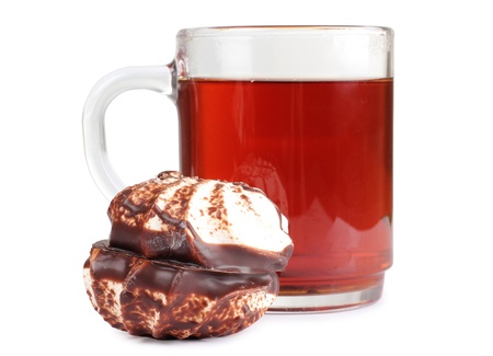 Color photo of biscuits and a cup of teaの写真素材