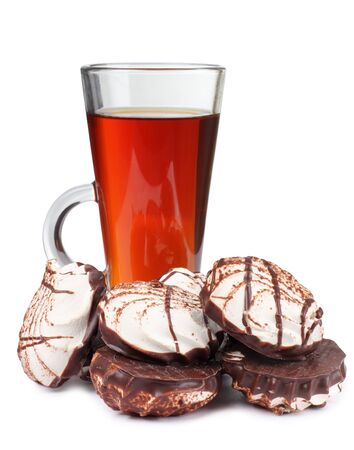 Color photo of biscuits and a cup of teaの写真素材