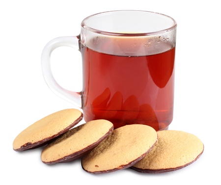 Color photo of biscuits and a cup of teaの写真素材