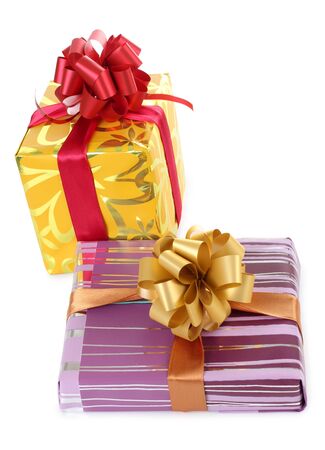 Color photo of a box and ribbonの写真素材