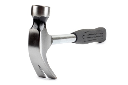 Color photo of a metal hammer on whiteの写真素材