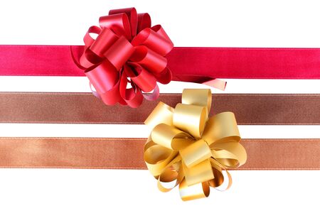 Color photo of a bow on ribbonの写真素材