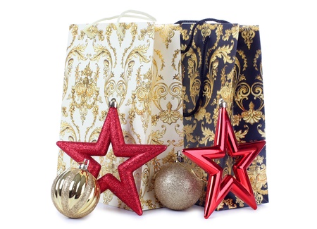 Color photo of christmas star and giftの写真素材