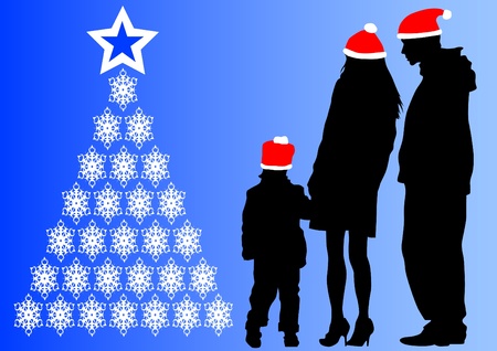 drawing parents and child on hollidayのイラスト素材