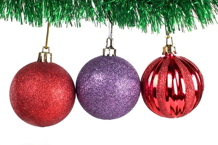 Color photo of christmas balls and needlesの写真素材