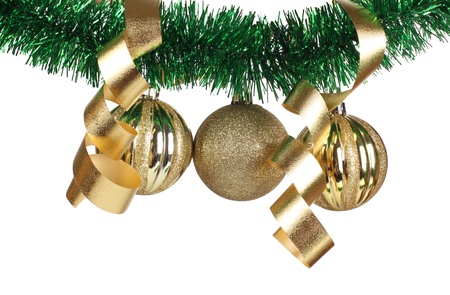 Color photo of christmas balls and needlesの写真素材
