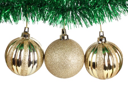 Color photo of christmas balls and needlesの写真素材