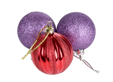 Color photo of christmas balls on whiteの写真素材
