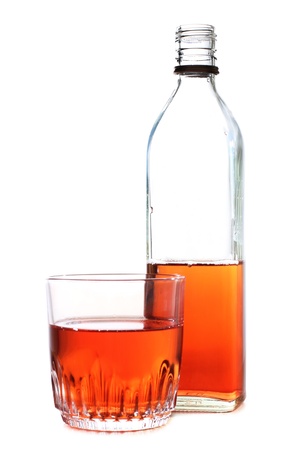 Color photo of a glass of whiskeyの写真素材