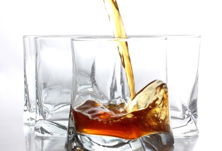 Color photo of a glass of whiskeyの写真素材