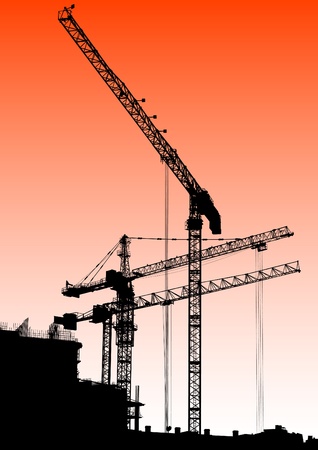 image of construction cranes and buildingsのイラスト素材