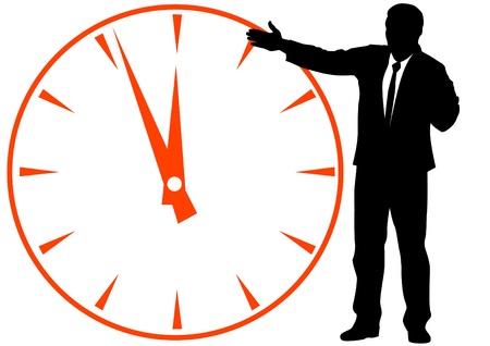 image of businessmen in background of clockのイラスト素材