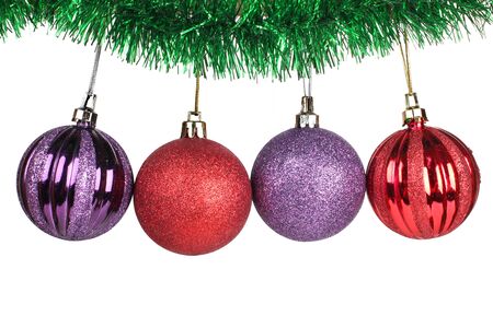 Color photo of christmas balls and needlesの写真素材